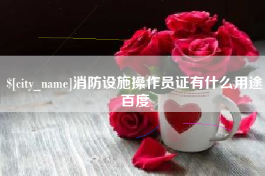 东平消防设施操作员证有什么用途百度